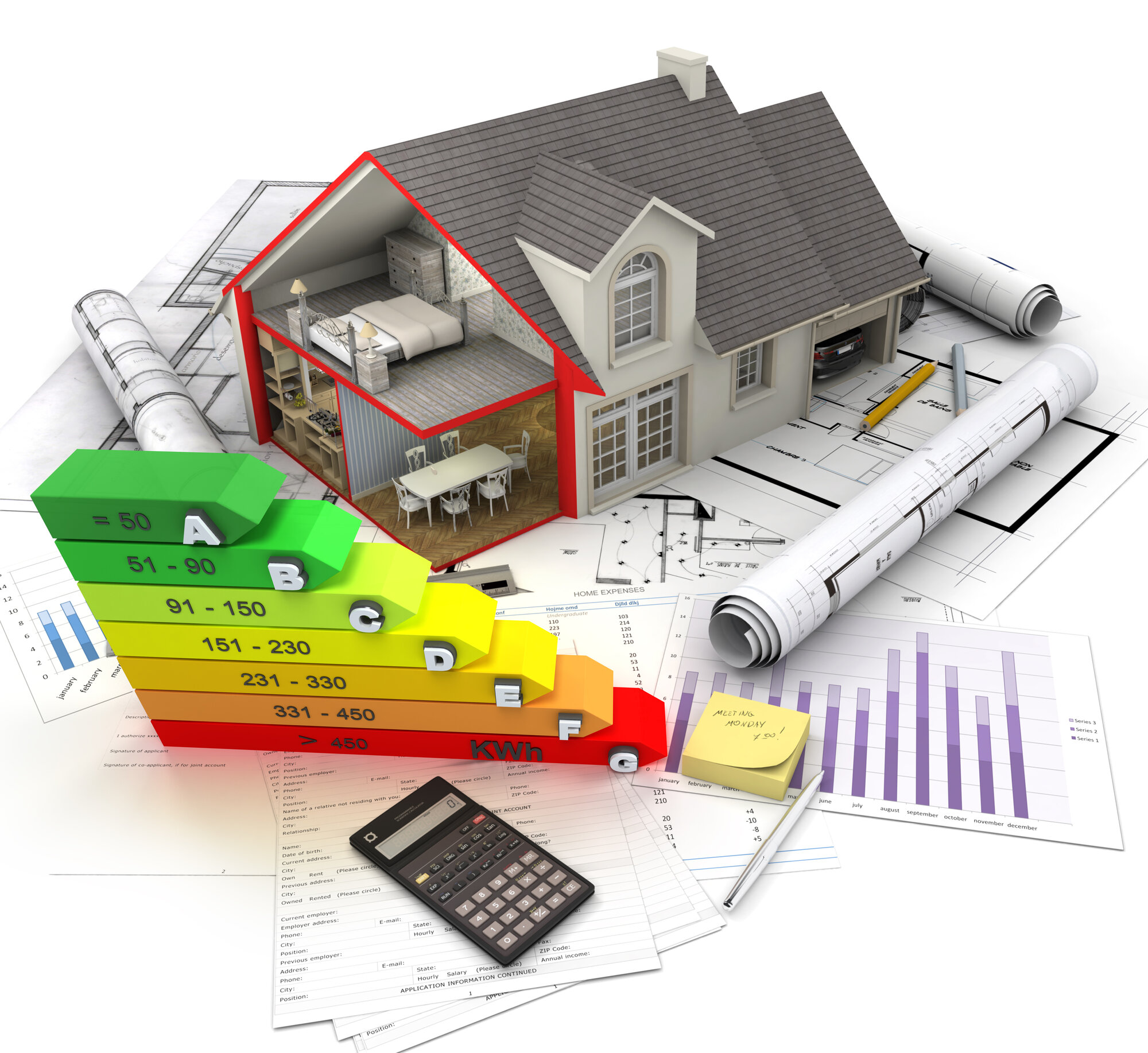 3d,Rendering,Of,A,House,Exterior,With,Cross,Section,Showing